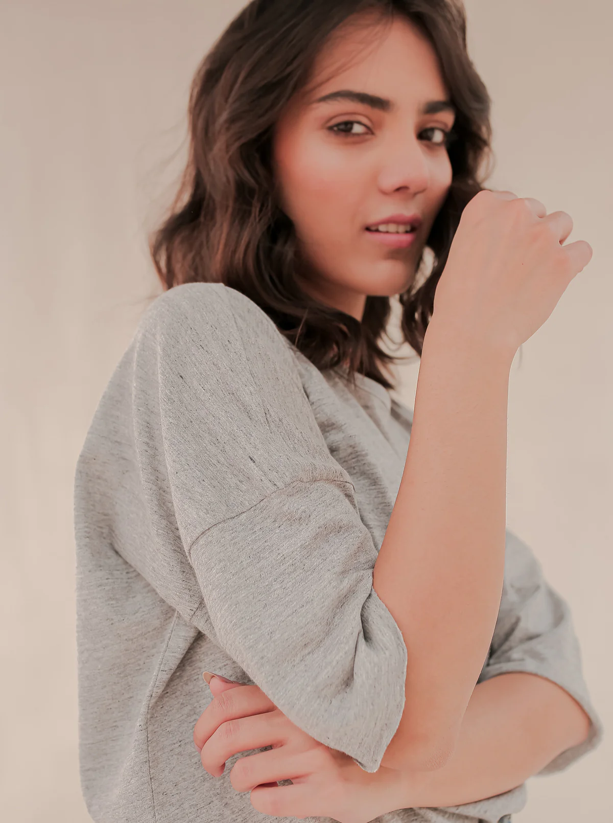 MELANGE GREY BOXY T-SHIRT - Image 2