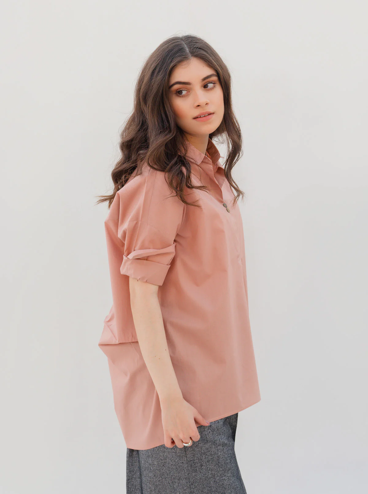 BLUSH PINK BAGGY COLLAR SHIRT - Image 3