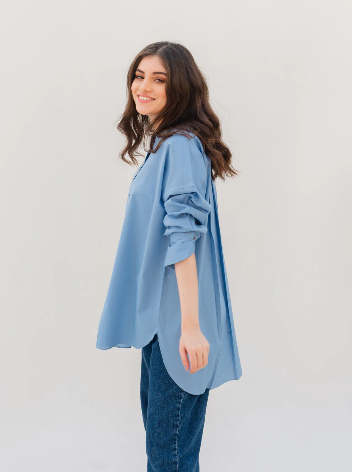 BLUE BAGGY PLACKET SHIRT - Image 3