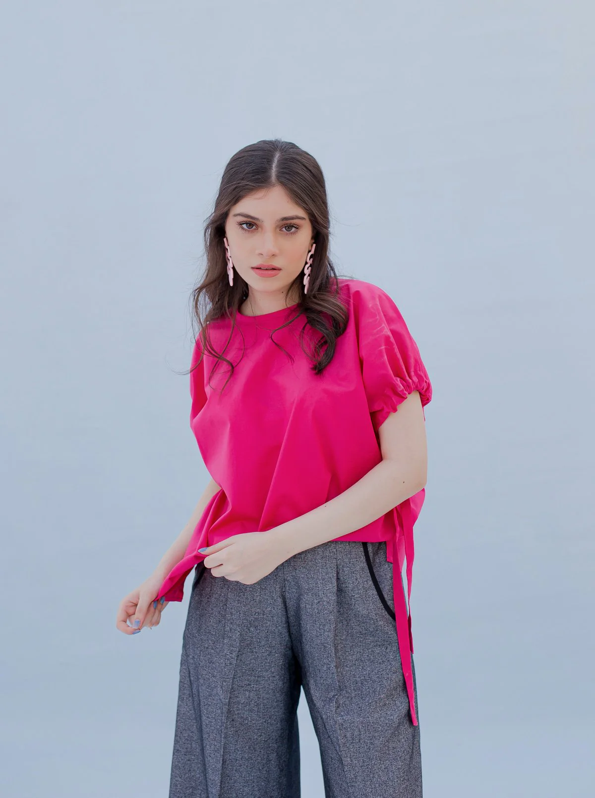 PINK GATHERED SLEEVE TOP - Image 4