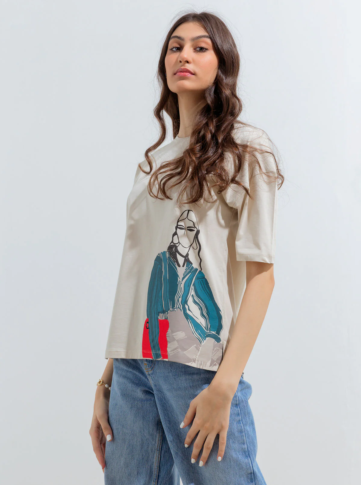 BEIGE GRAPHIC T-SHIRT - Image 4