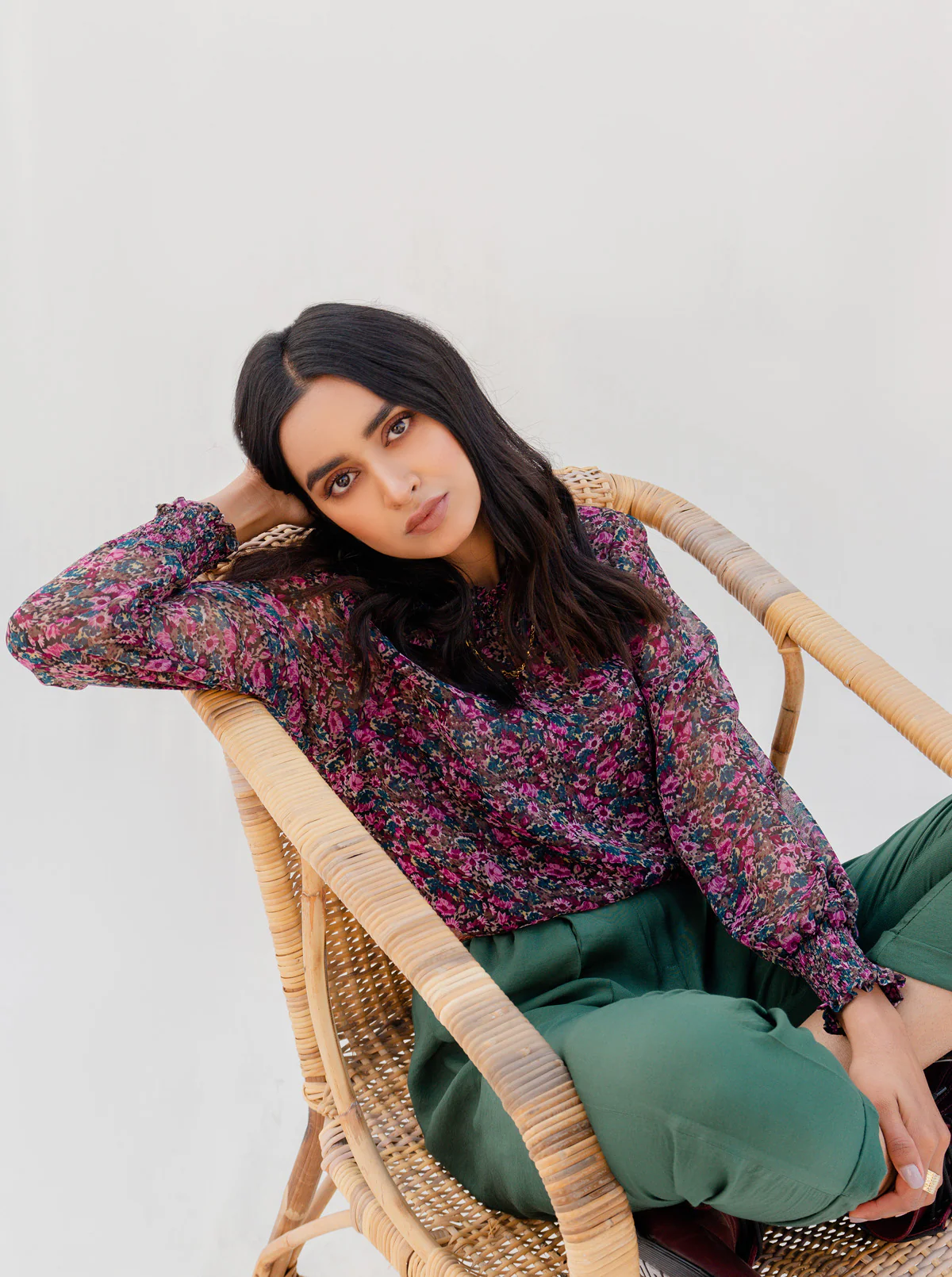 FLORAL PRINTED CHIFFON BLOUSE - Image 3