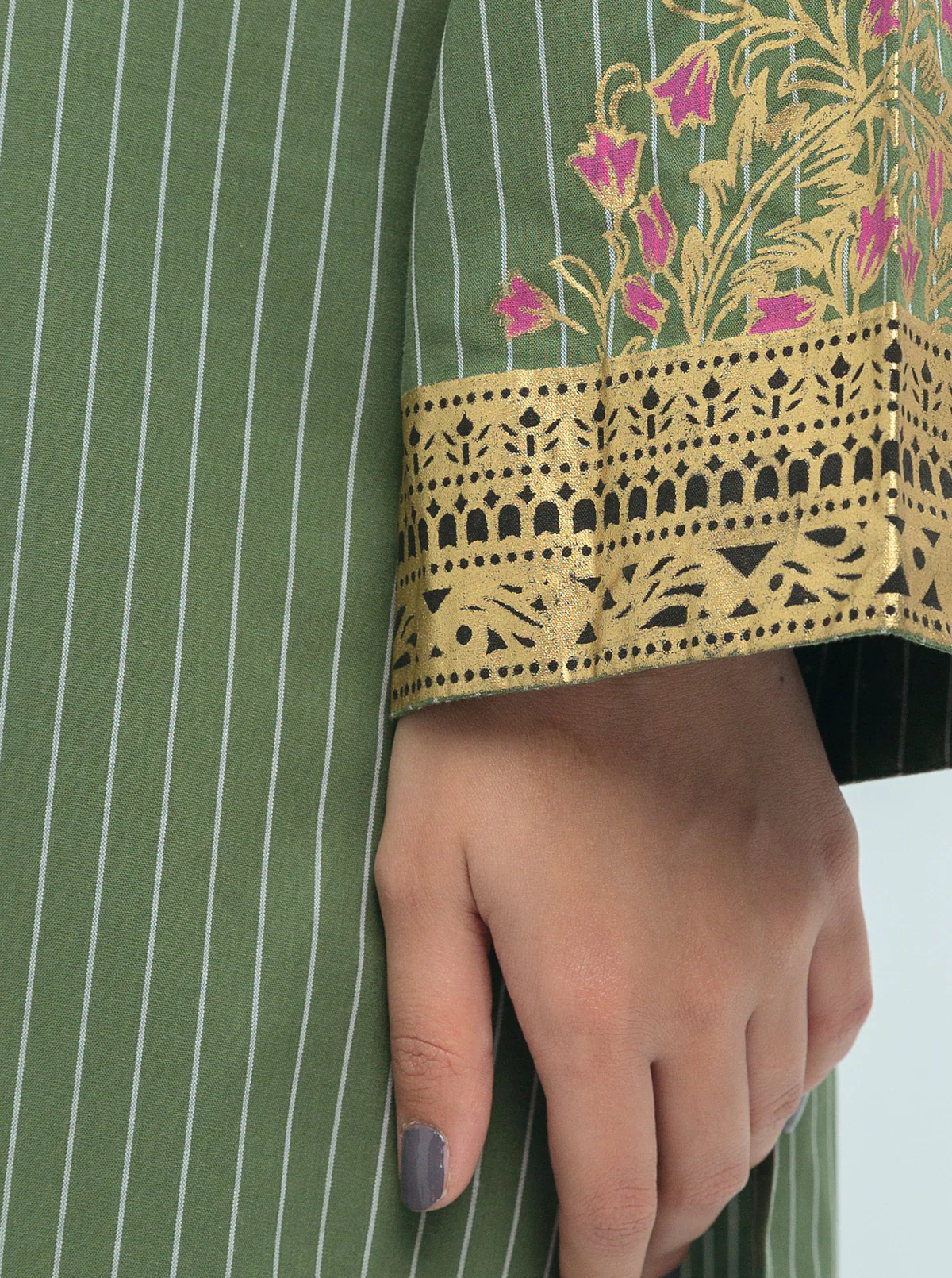 PRINTED YARN DYED COTTON SHIRT (PRET) - Image 3