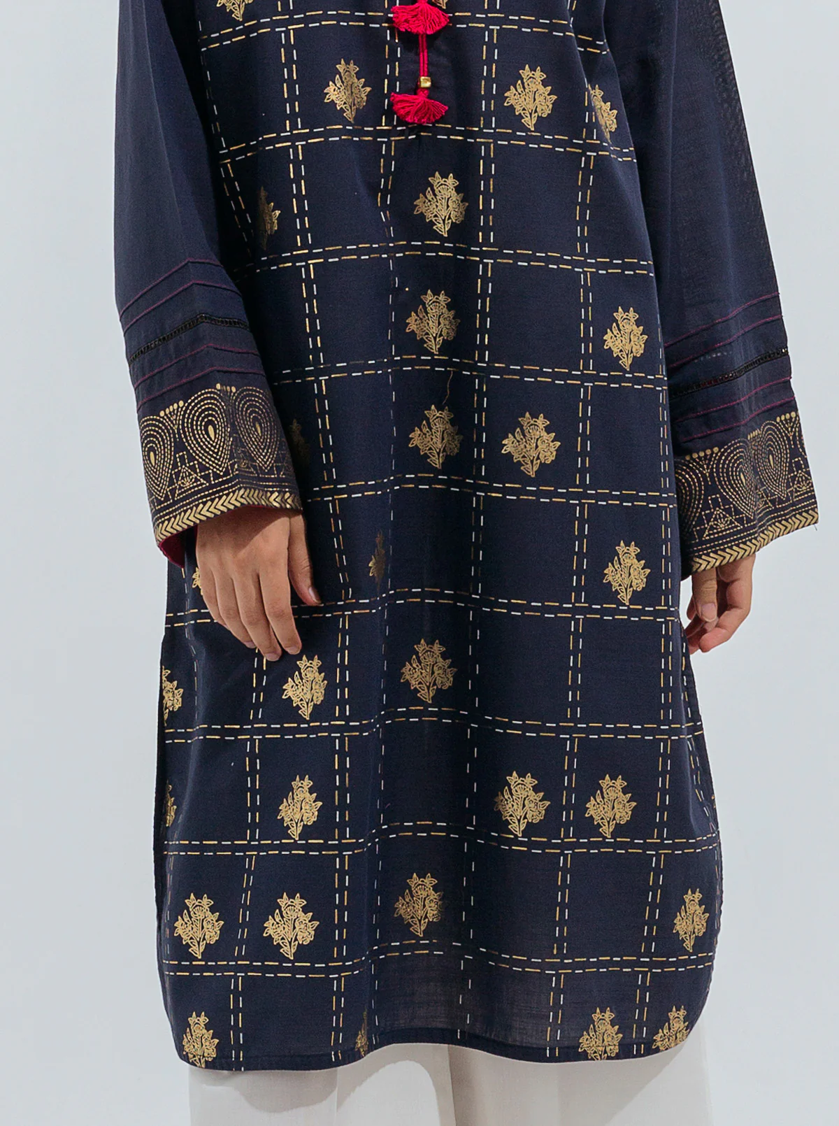EMBROIDERED YARN DYED COTTON SHIRT (PRET) - Image 2