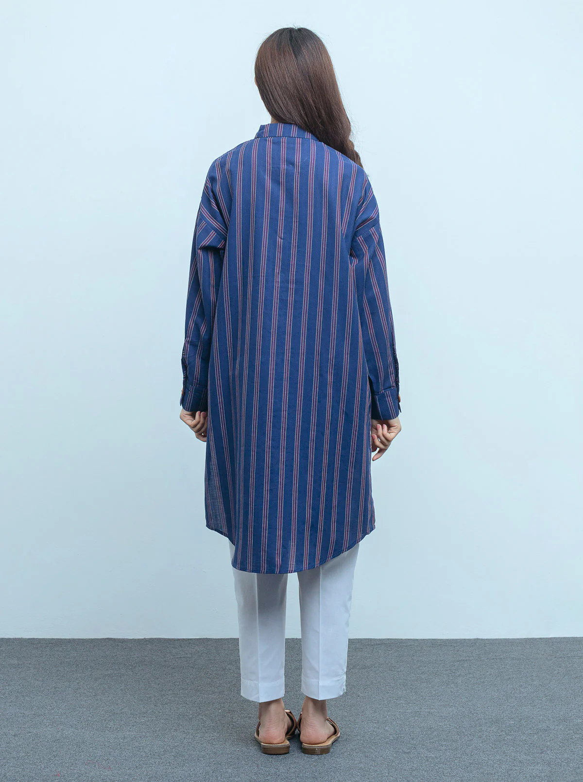 BASIC YARN DYED COTTON SHIRT (PRET) - Image 3