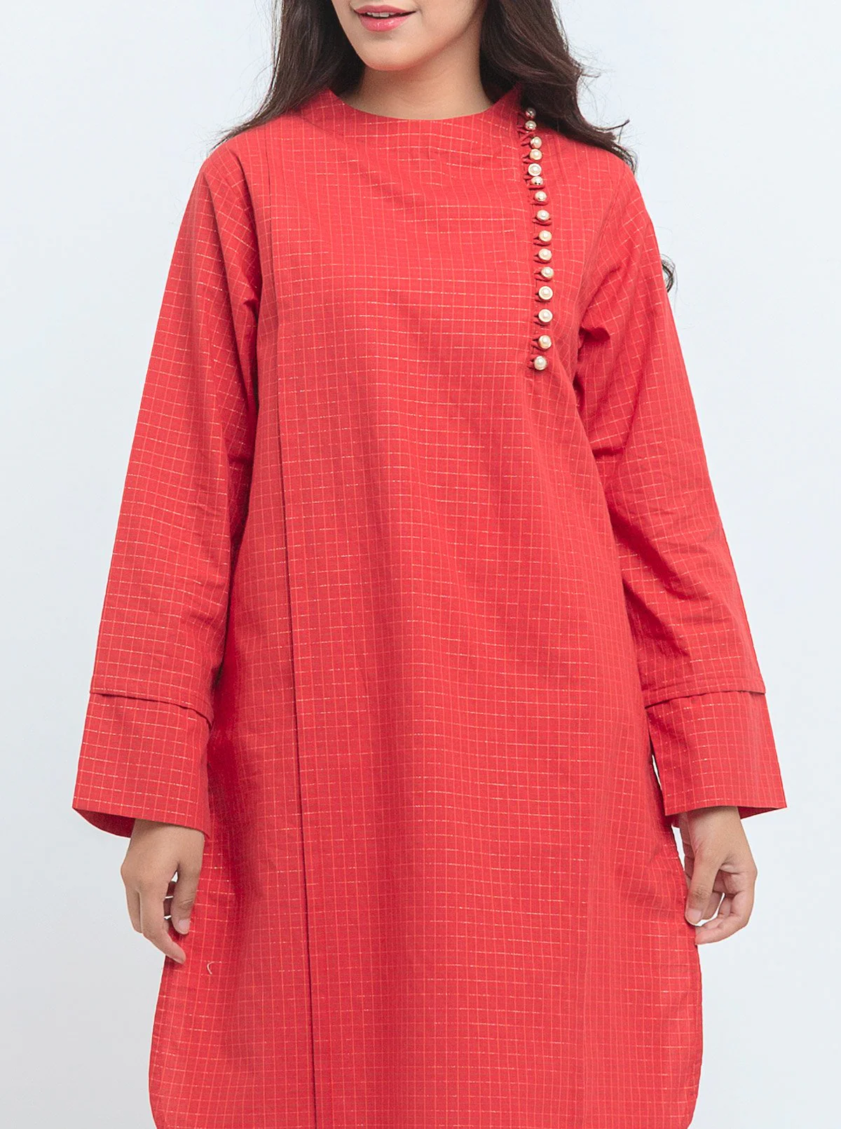 PRINTED YARN DYED COTTON SHIRT (PRET) - Image 2