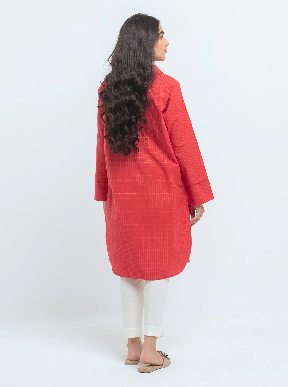PRINTED YARN DYED COTTON SHIRT (PRET) - Image 3