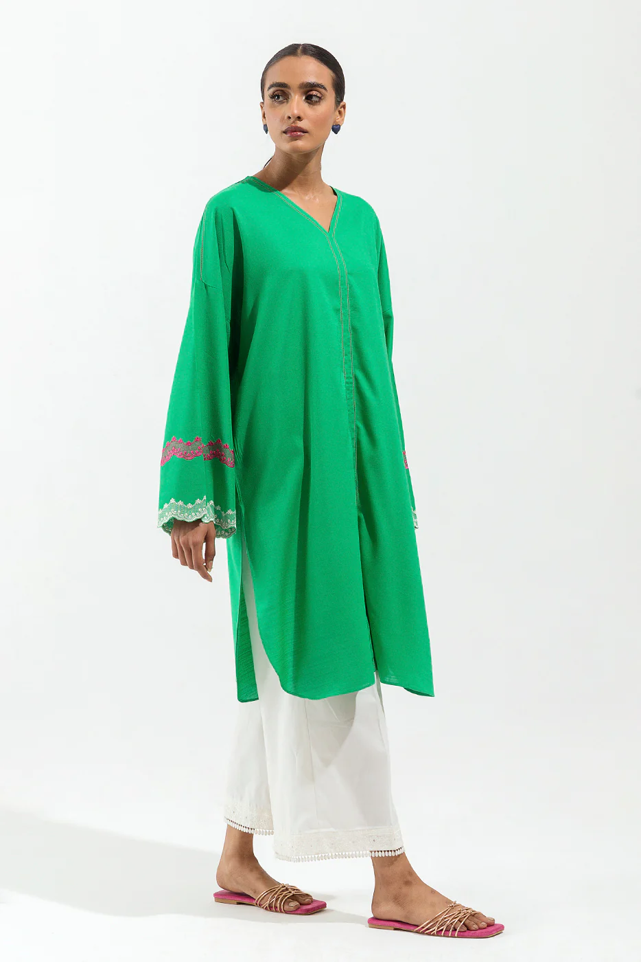 EMBROIDERED VISCOSE SHIRT (PRET) - Image 3