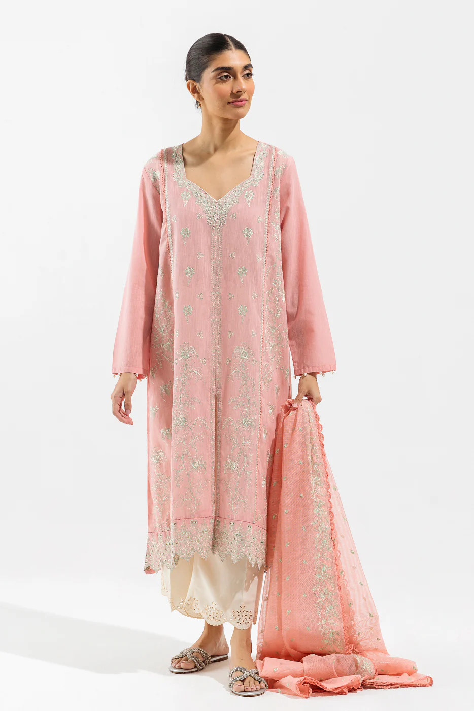 EMBROIDERED SLUB LAWN SHIRT (LUXURY PRET) - Image 2