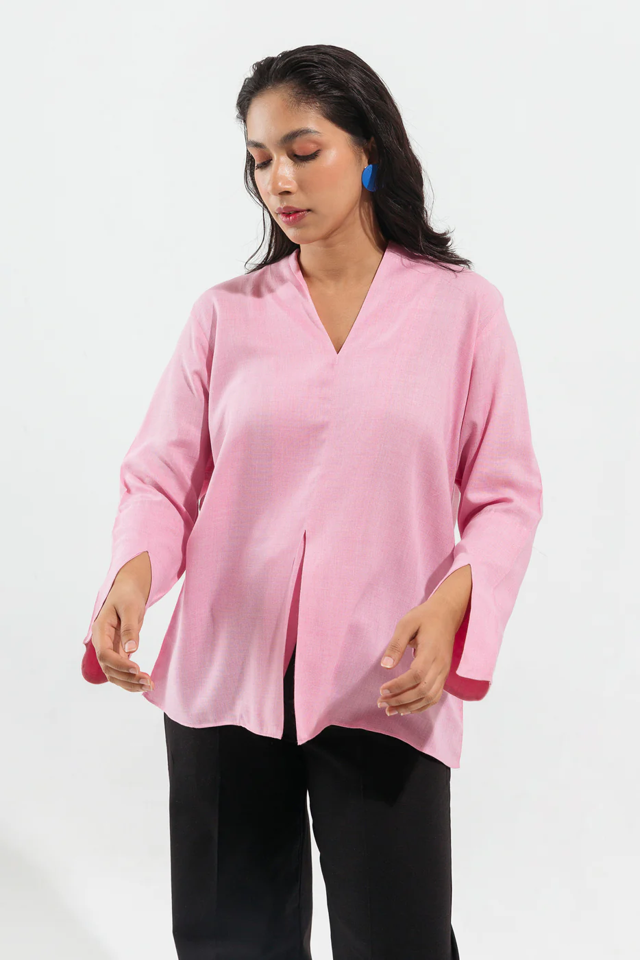 LIGHT PINK SHAWL COLLAR TOP - Image 2