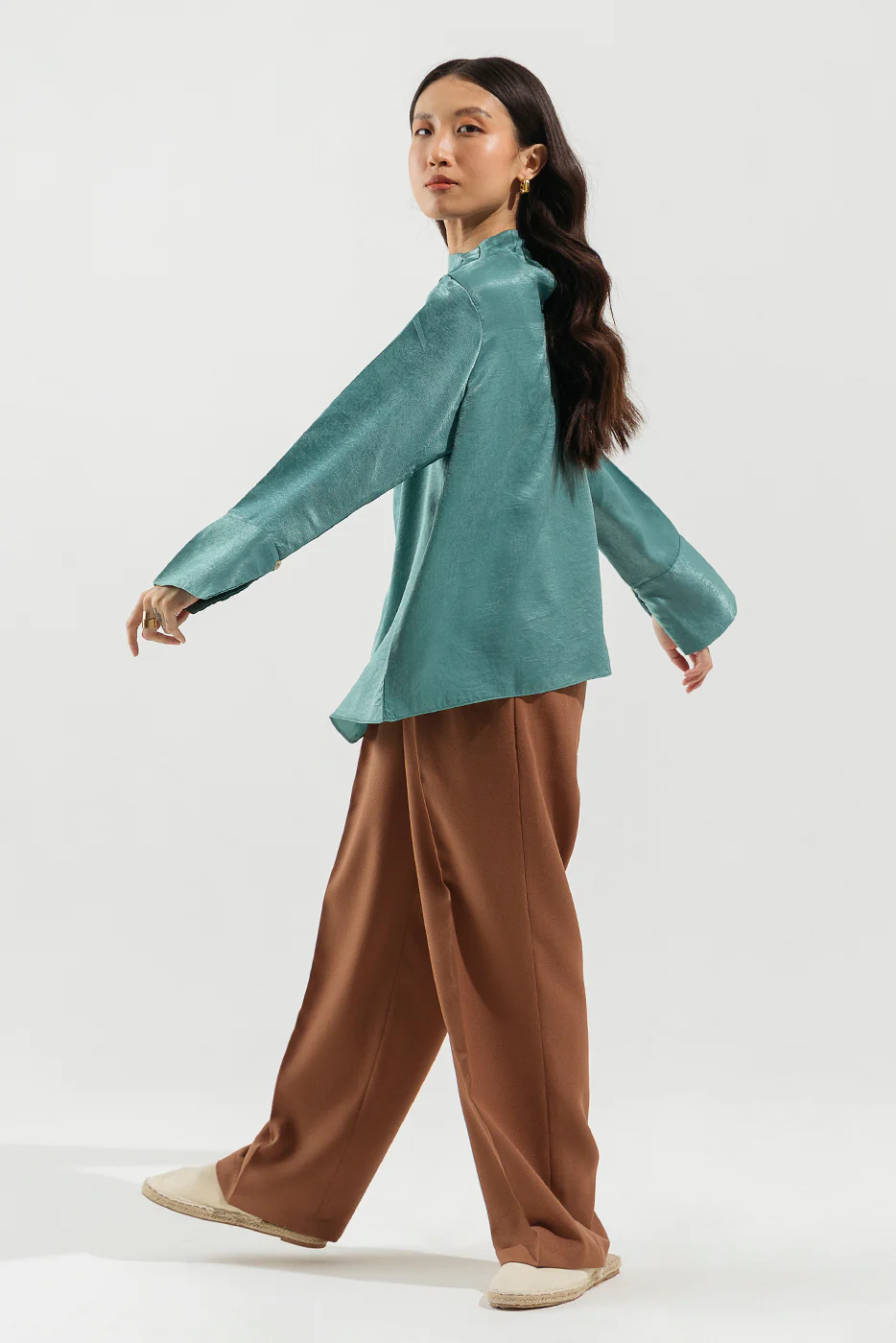 SEA GREEN MOCK NECK TOP - Image 4
