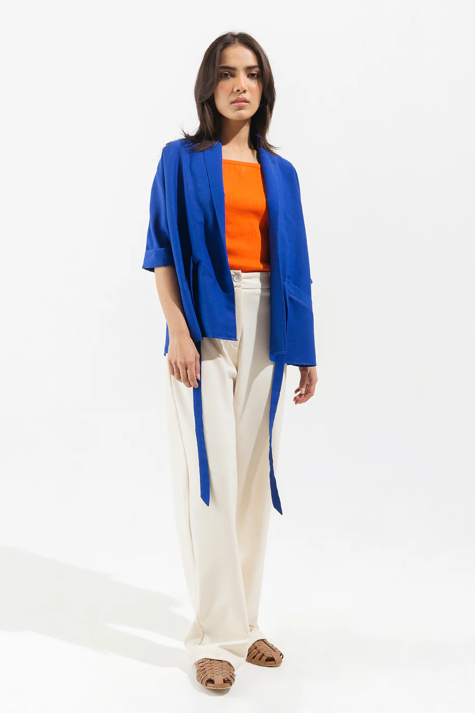 POWDER BLUE SHAWL COLLAR TOP - Image 3