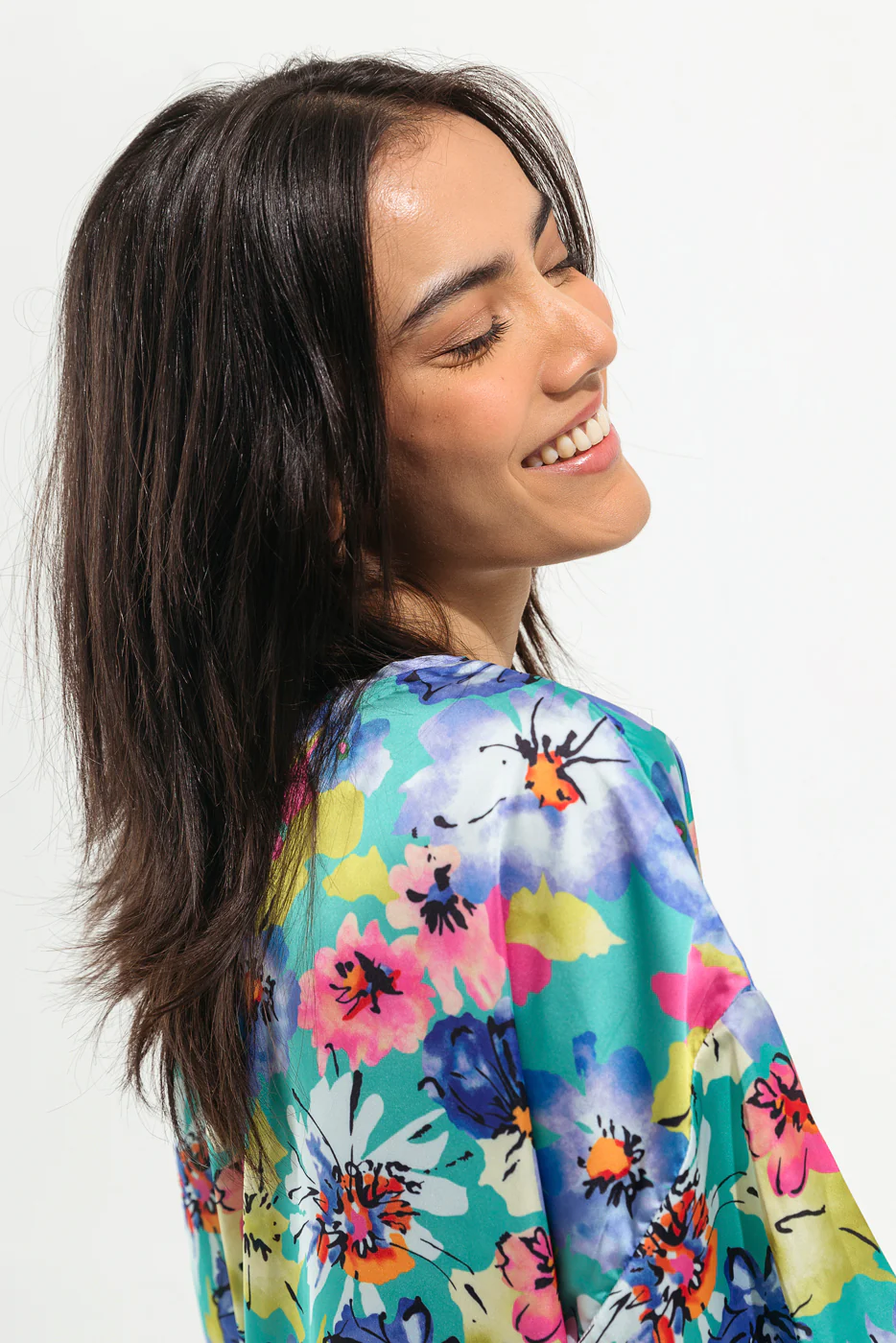 SEA GREEN ABSTRACT FLORAL TOP - Image 4