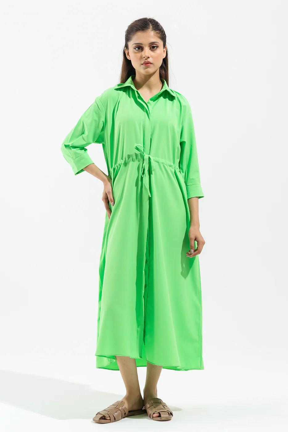 LIGHT GREEN TUNNEL BELT DRESS - Image 4