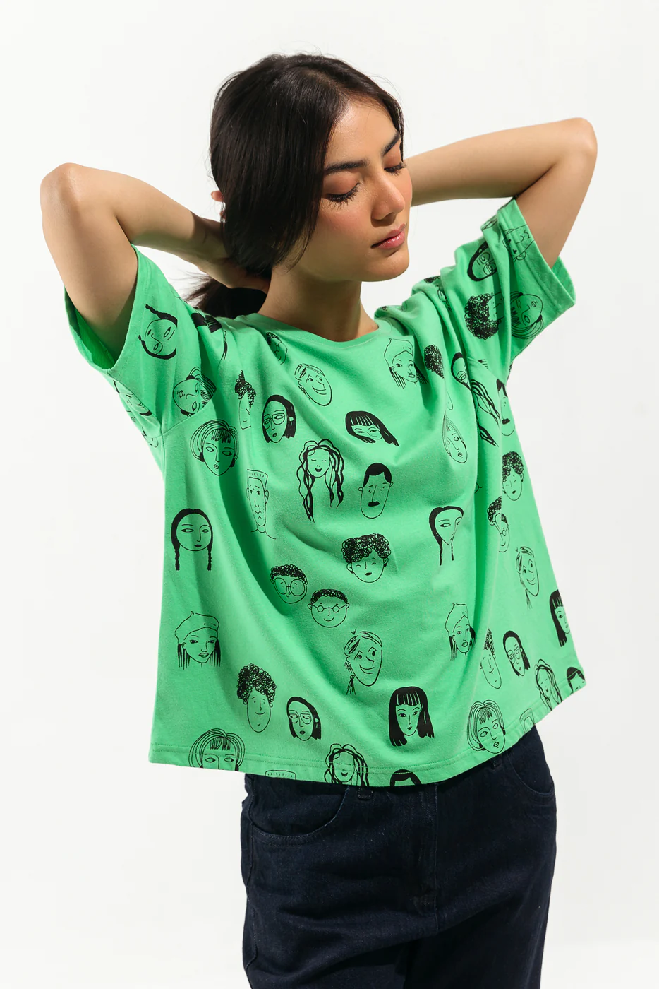 JADE GREEN PRINTED T-SHIRT - Image 2