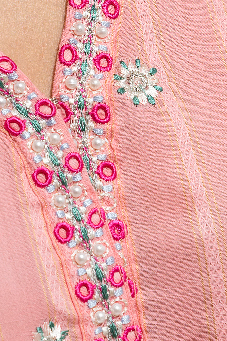 EMBROIDERED YARN DYED SHIRT (PRET) - Image 4
