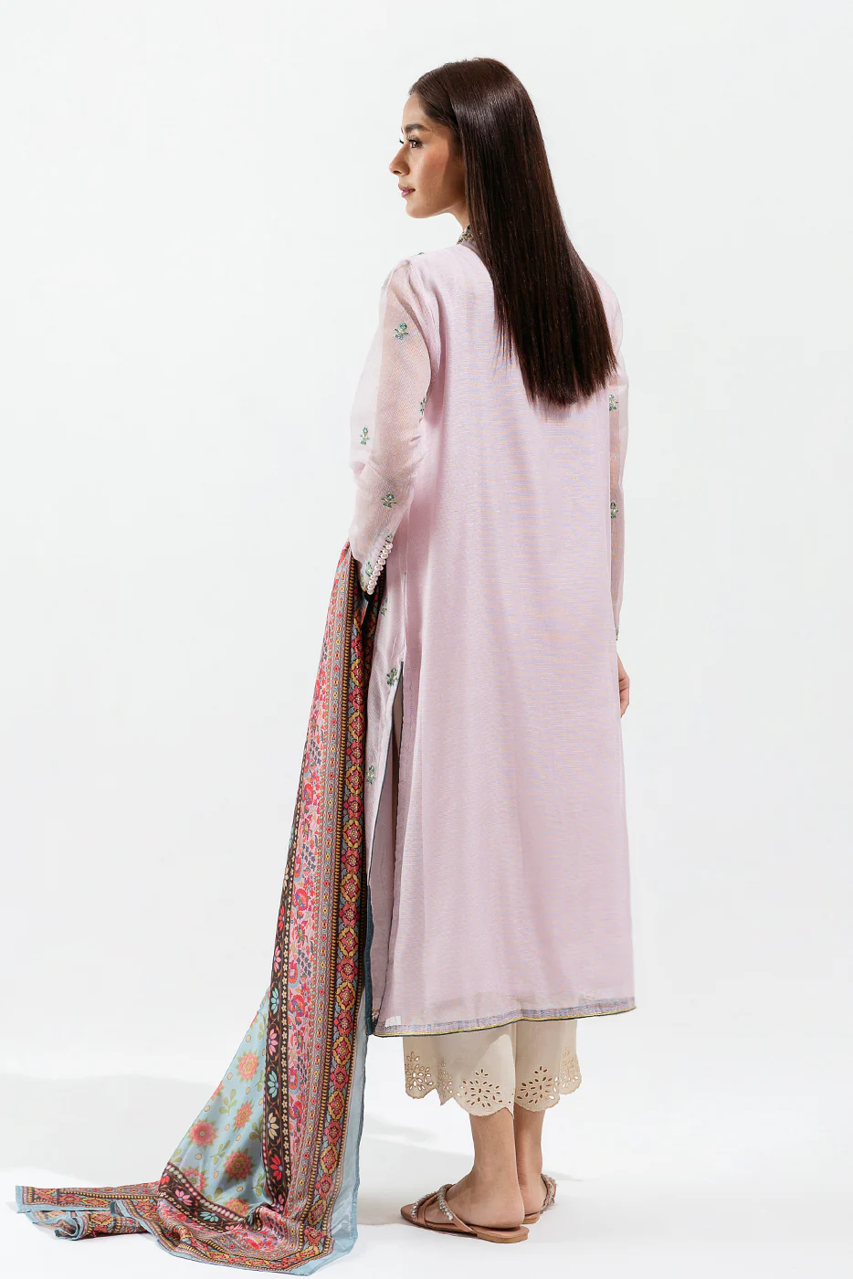 2 PIECE EMBROIDERED COTTON NET SUIT (LUXURY PRET) - Image 3