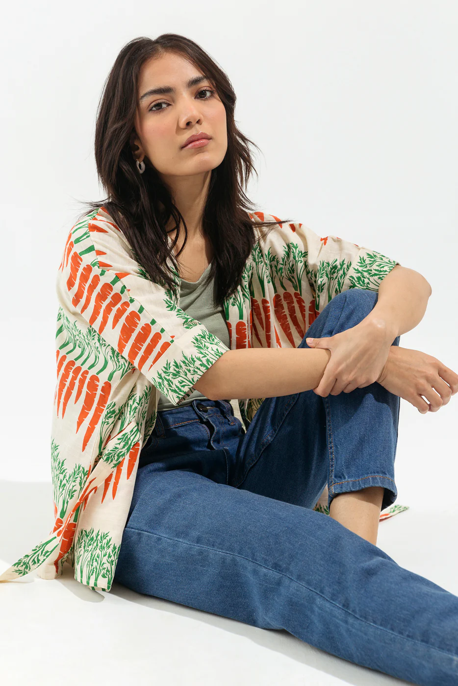 CARROT SREEN PRINTED WRAP TOP - Image 2
