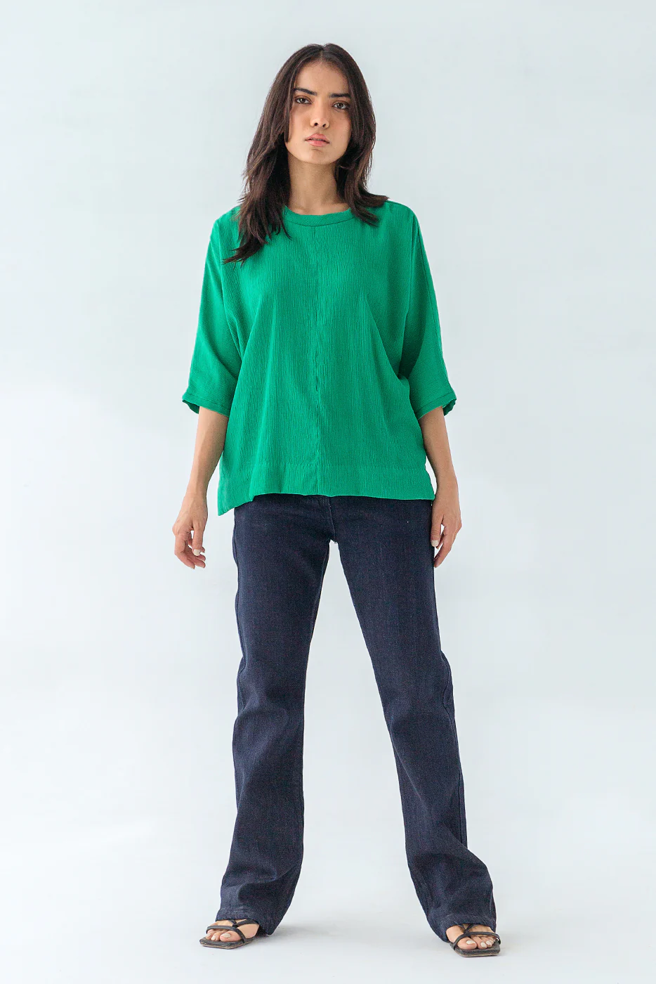 GREEN CREW NECK TOP - Image 2