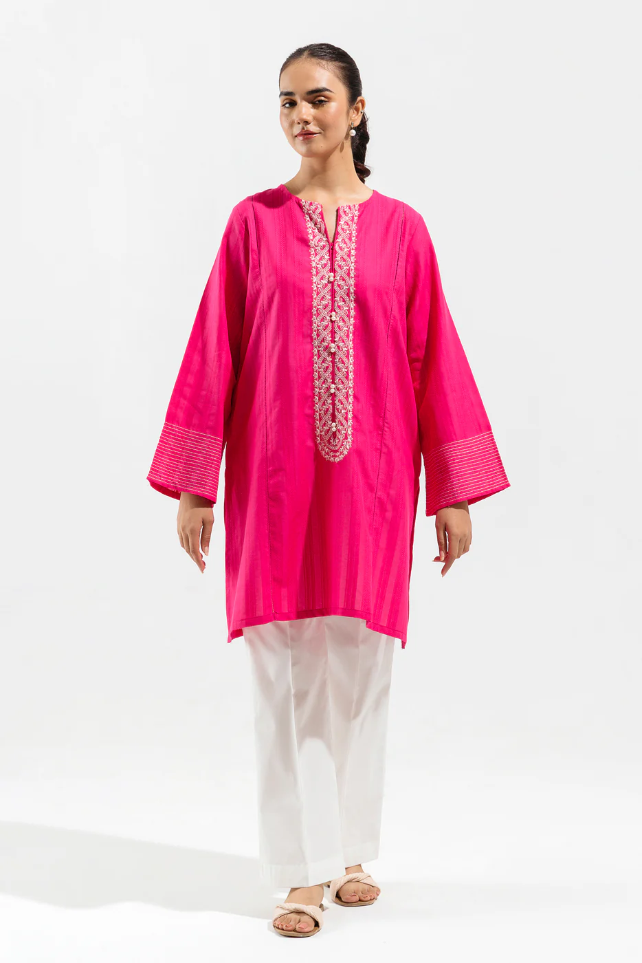 EMBROIDERED JACQUARD SHIRT (PRET) - Image 2