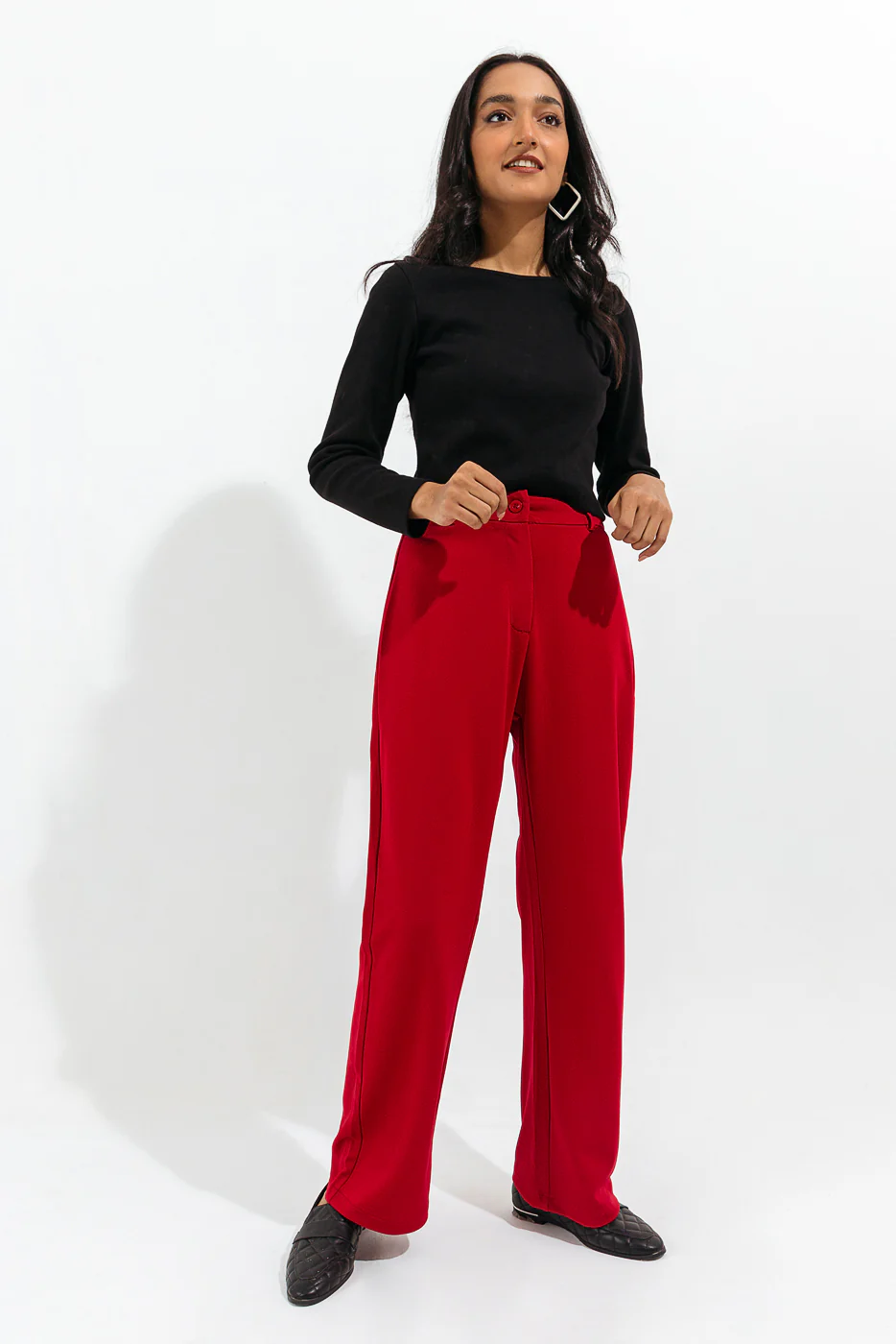 RED WIDE LEG PANTS - Image 2