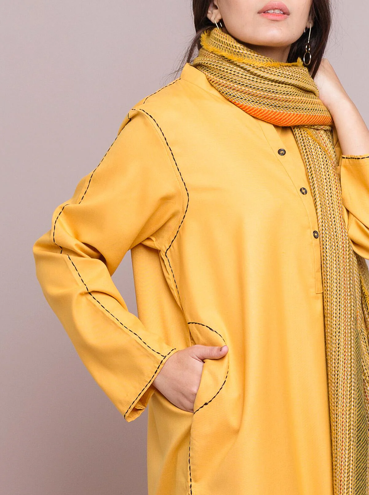 Printed Shirt With Shawl - Image 2