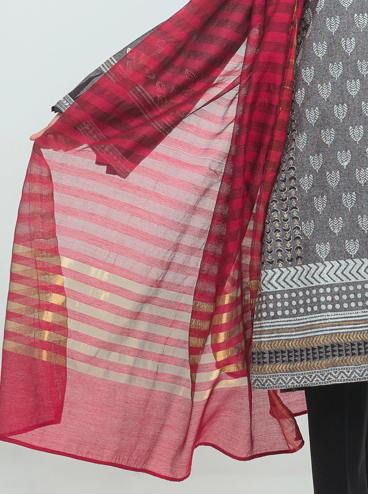 Block Printed Shirt With Dupatta - Image 2