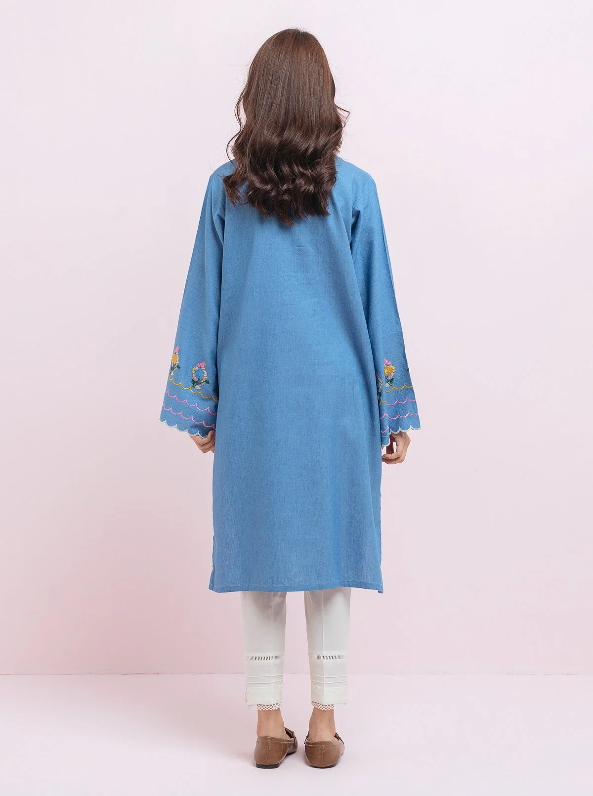 EMBROIDERED DENIM SHIRT (PRET) - Image 2