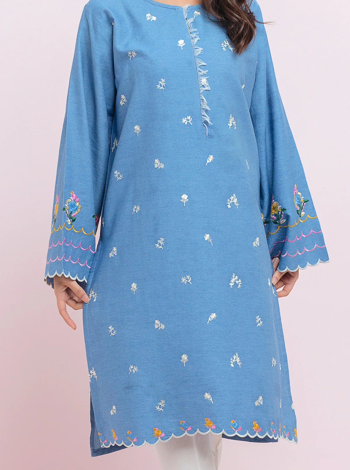 EMBROIDERED DENIM SHIRT (PRET) - Image 3