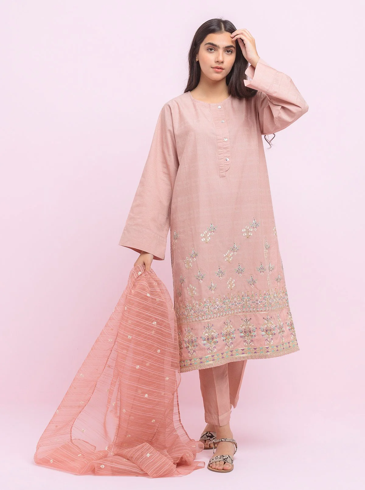 Embroidered Shirt With Dupatta - Image 3
