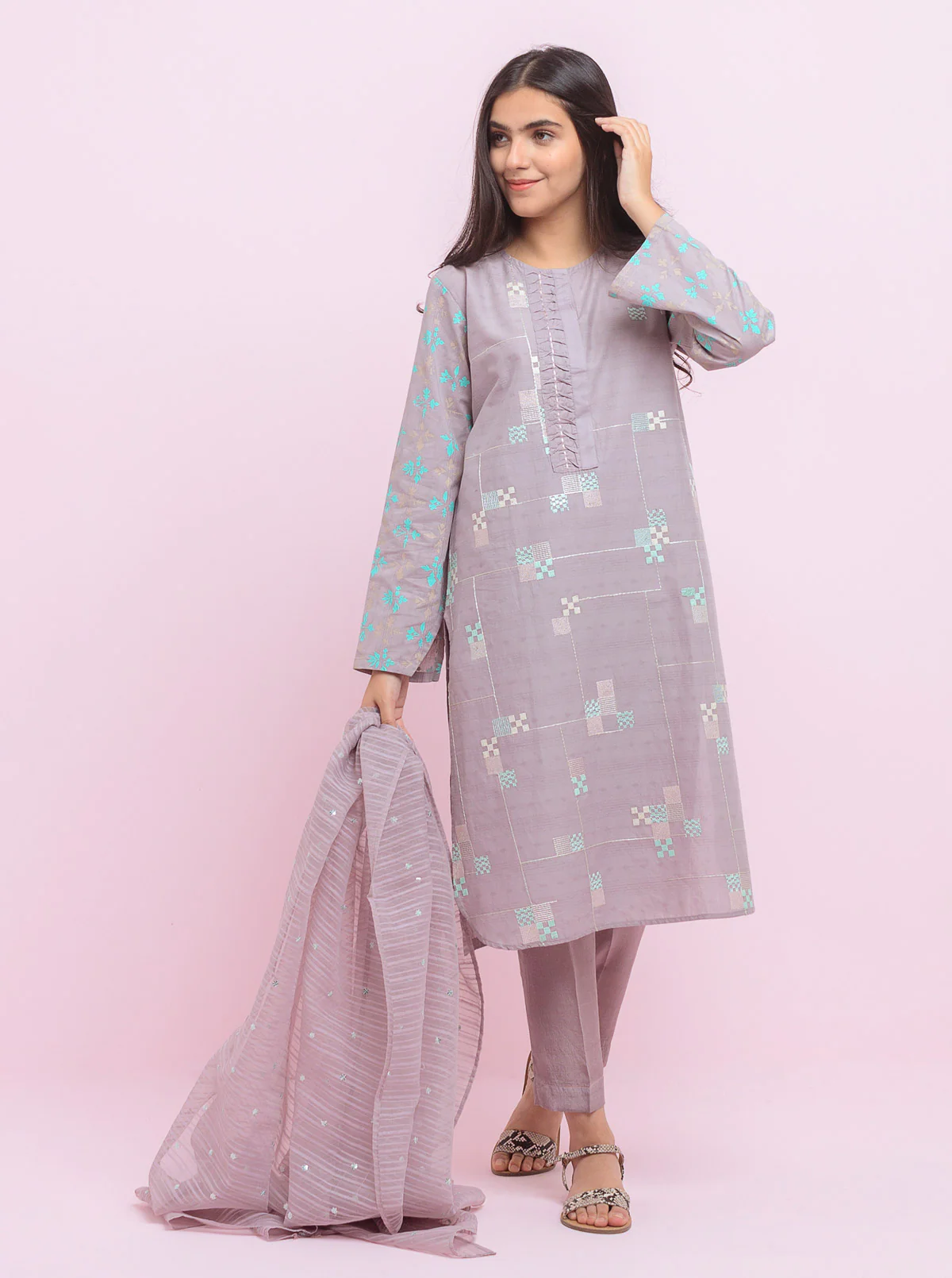 Embroidered Shirt With Dupatta - Image 3