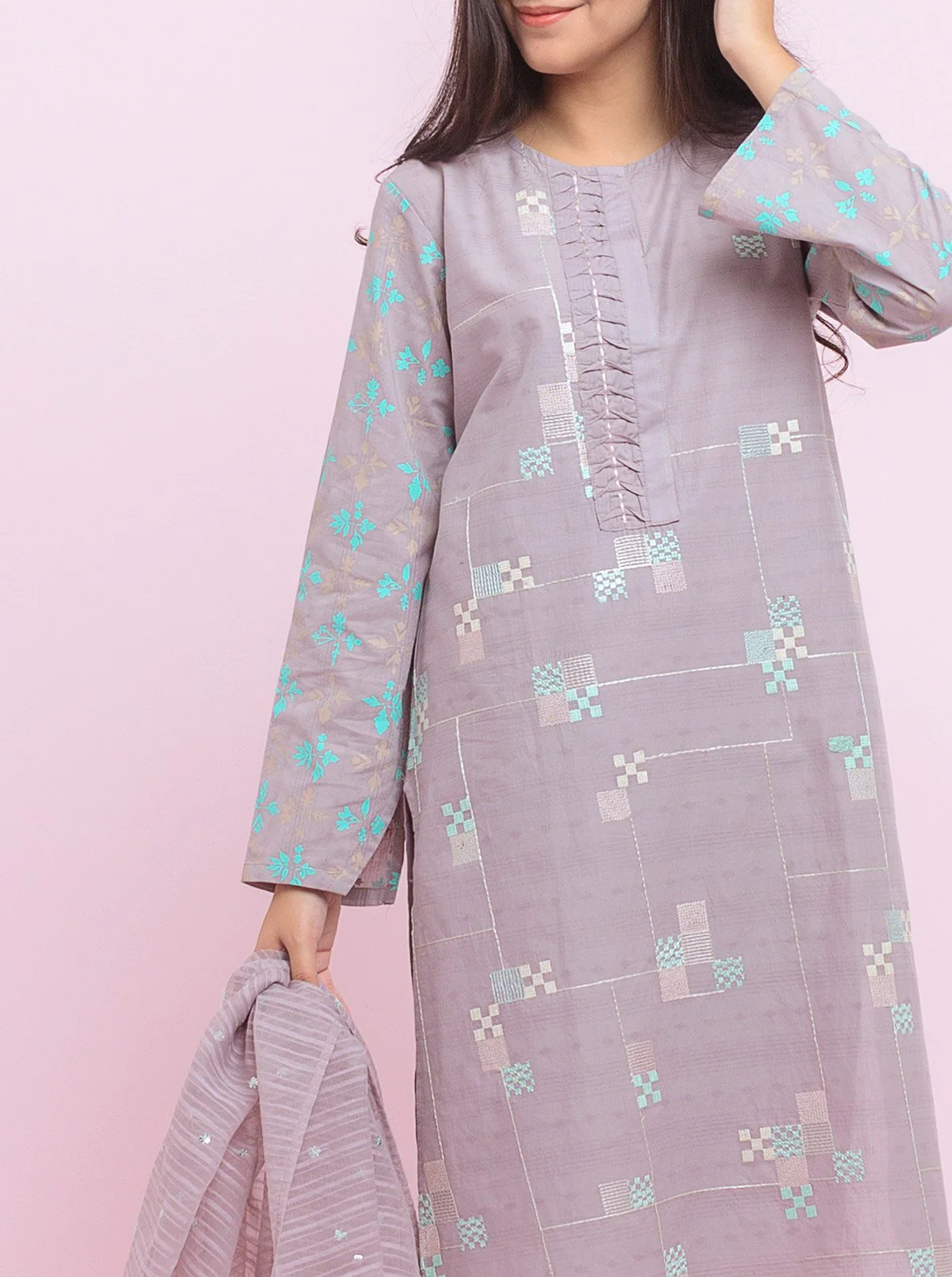 Embroidered Shirt With Dupatta - Image 4