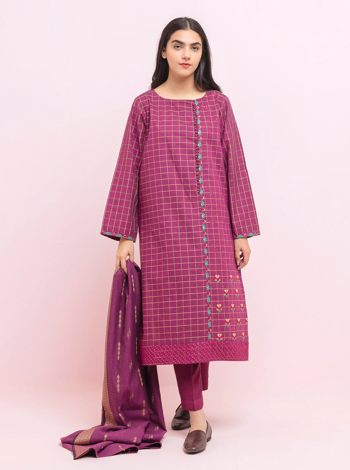 Embroidered Shirt With Dupatta - Image 3