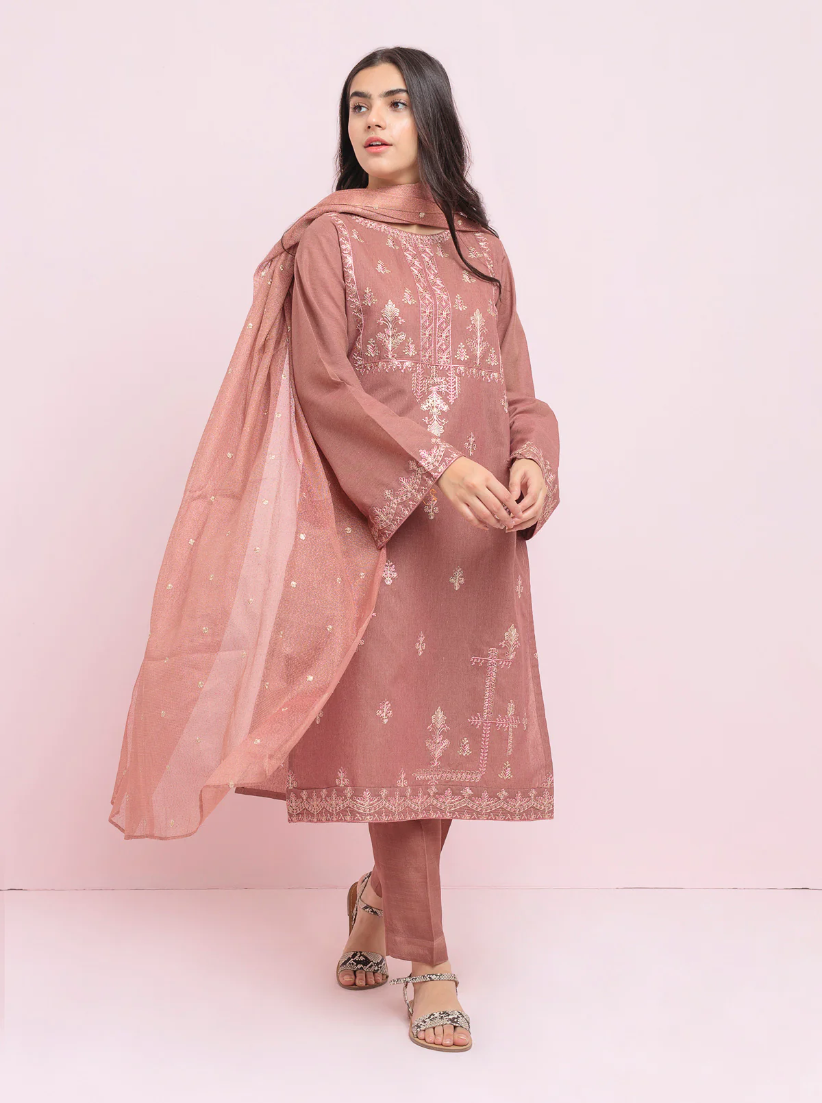 Embroidered Shirt With Dupatta - Image 2