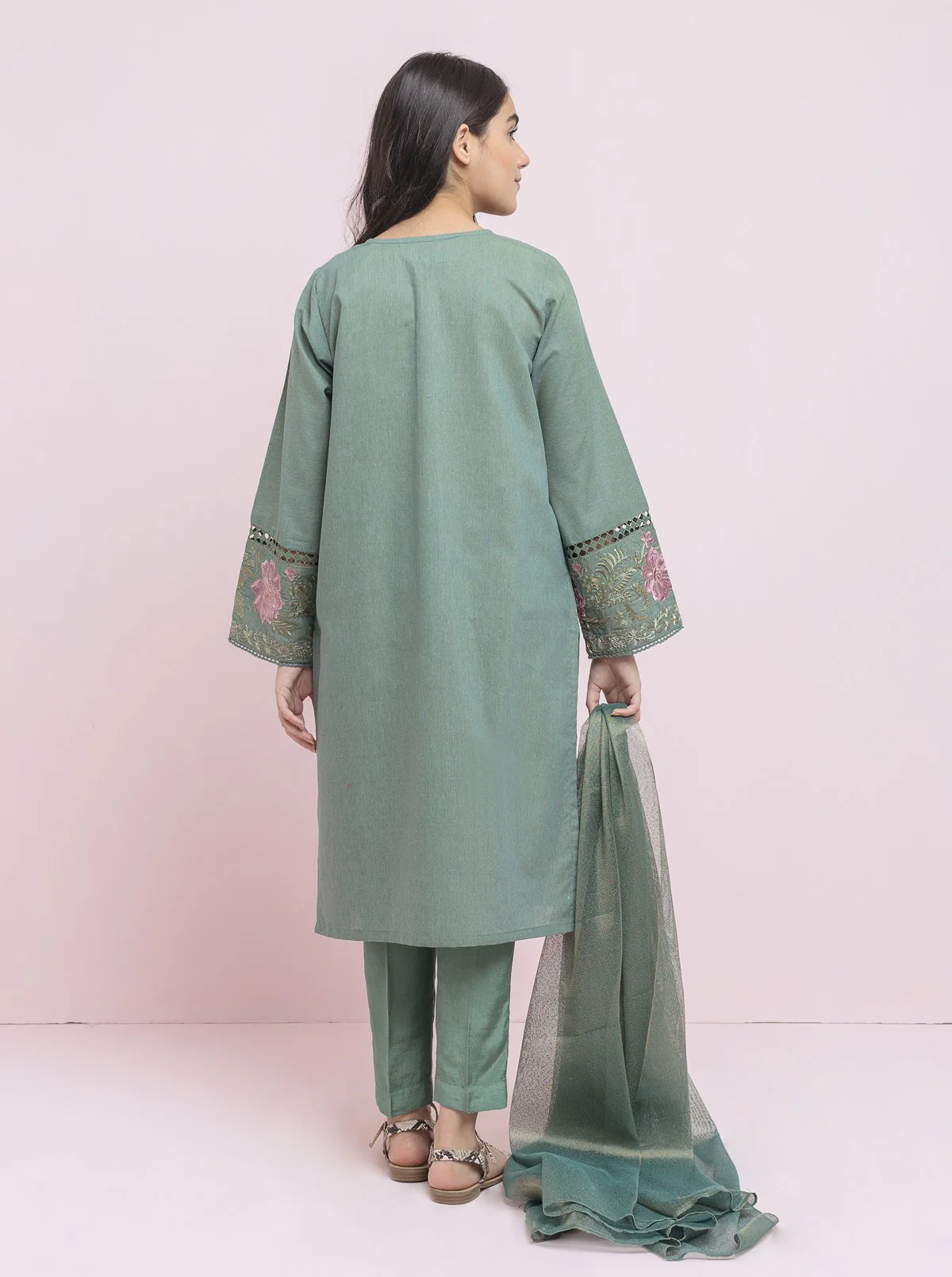 Embroidered Shirt With Dupatta - Image 3