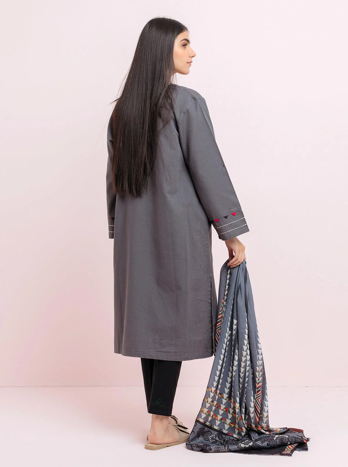 Printed Shirt With Shawl - Image 2