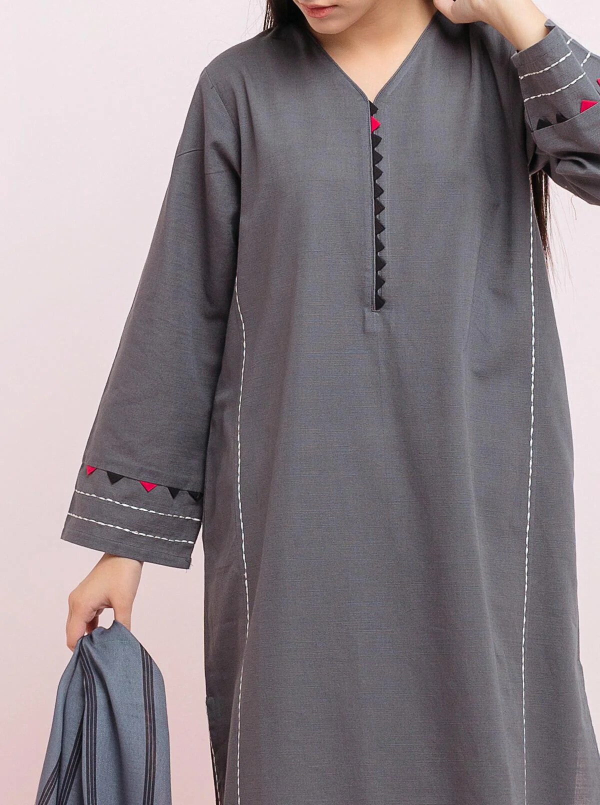 Printed Shirt With Shawl - Image 3