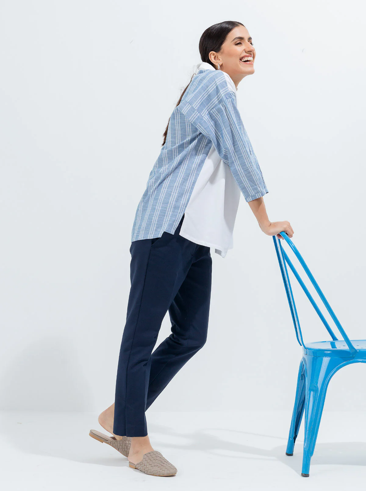 STRIPED PIQUE COLLAR TOP - Image 3