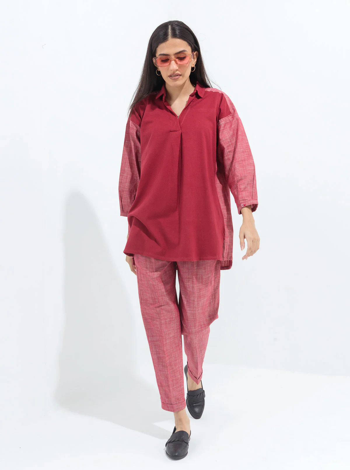 RED JERSEY PANEL CO-ORD SET - Image 3
