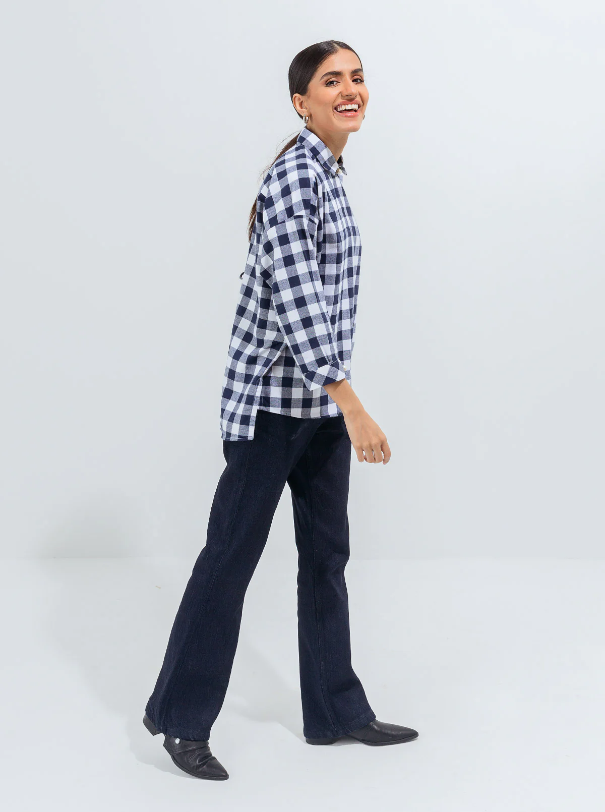 FLANNEL CHECK PEARL BUTTON TOP - Image 2