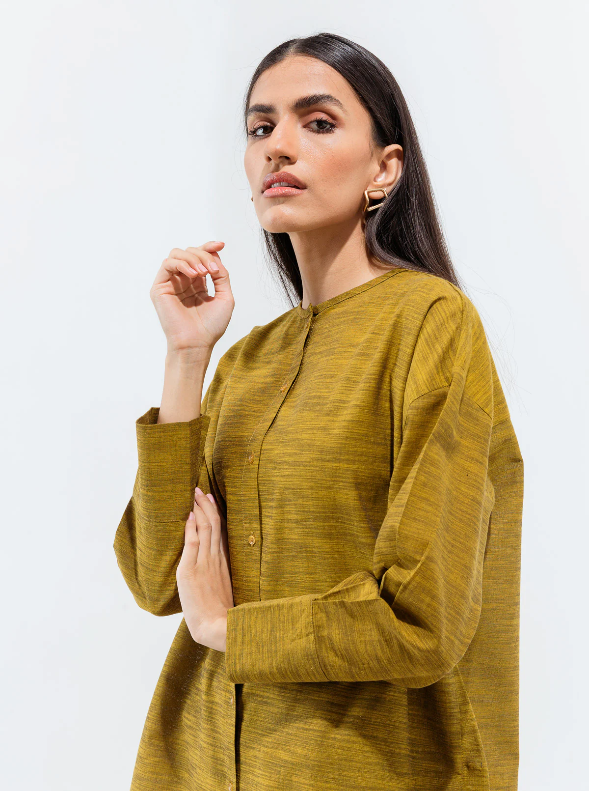 TEXTURED OLIVE MUSTARD CO-ORD SET - Image 4