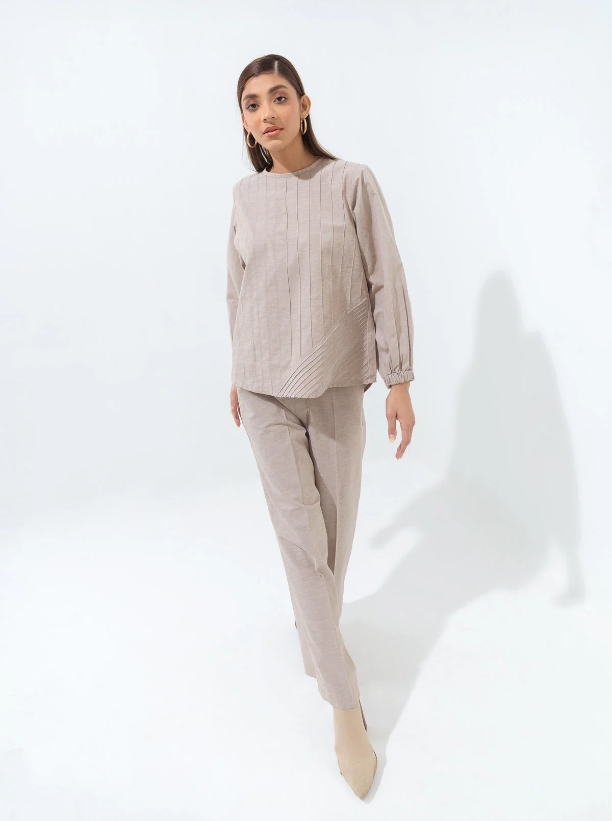 MOCHA PLEATED CO-ORD SET - Image 2