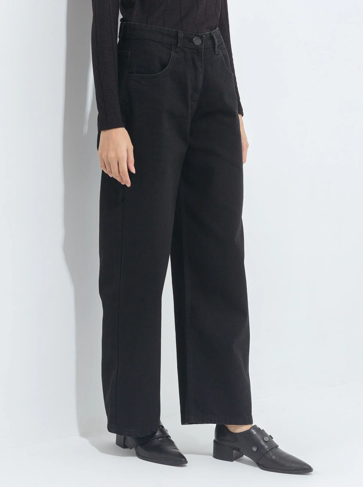 BLACK WIDE LEG JEANS - Image 3