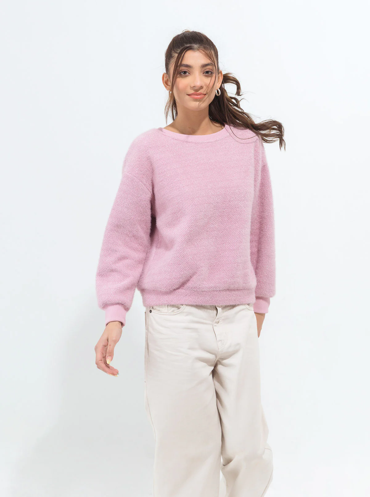 LILAC TEXTURED KNIT SWEATSHIRT - Image 2
