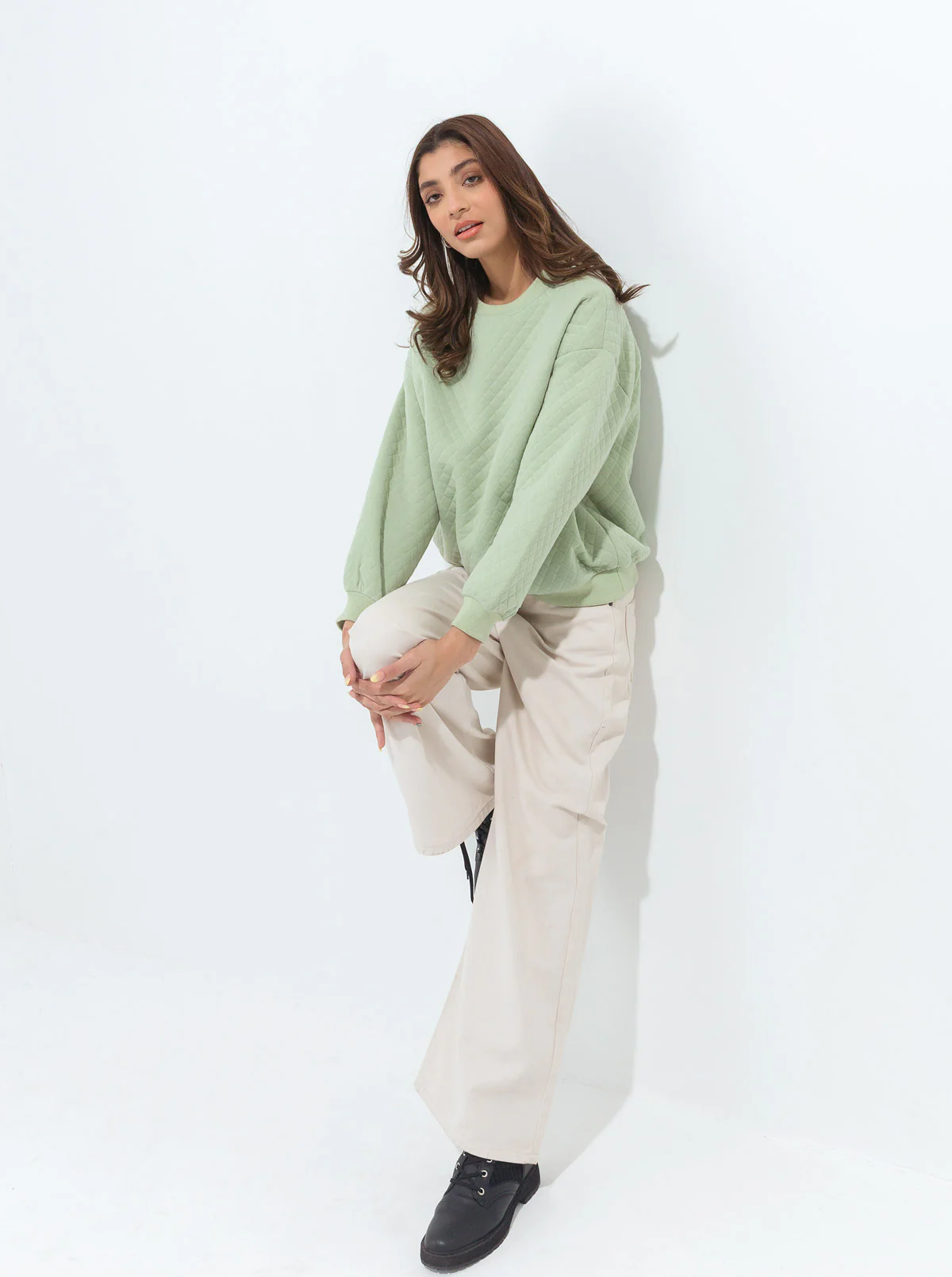 MINT GREEN QUILTED SWEARTSHIRT - Image 3