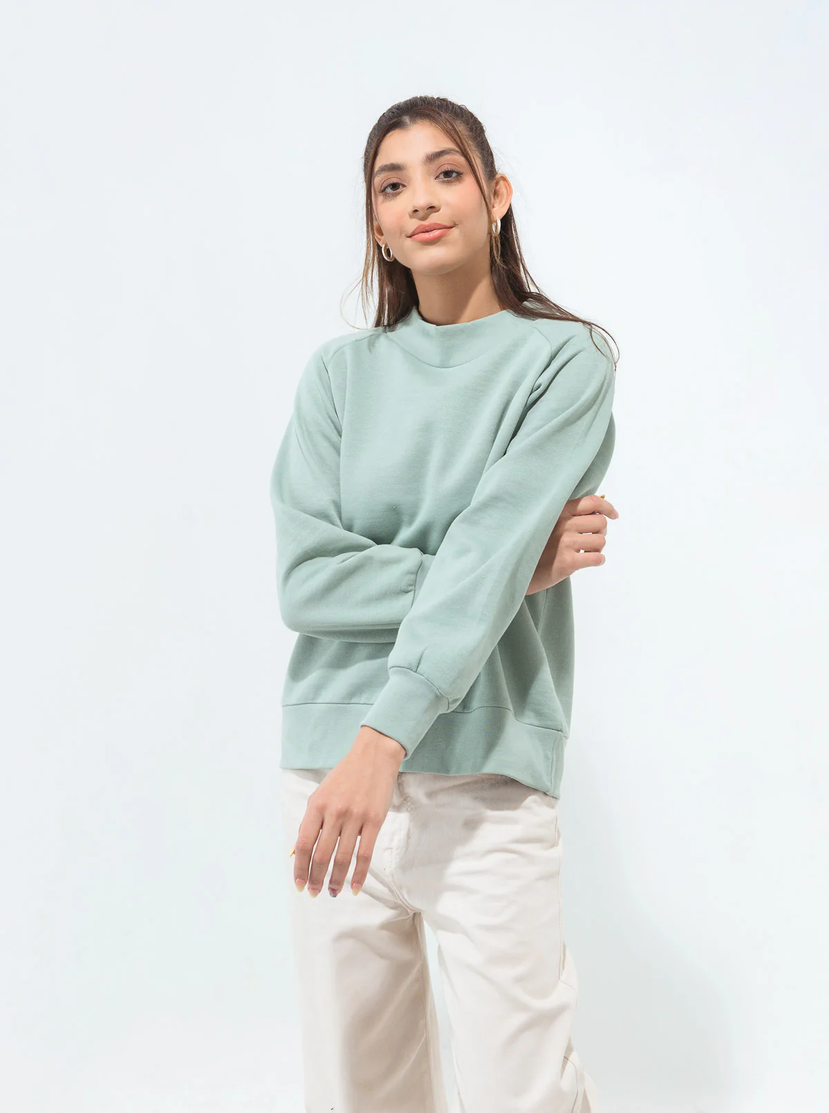 MINT GREEN RAGLAN SLEEVE FLEECE SWEATSHIRT - Image 3