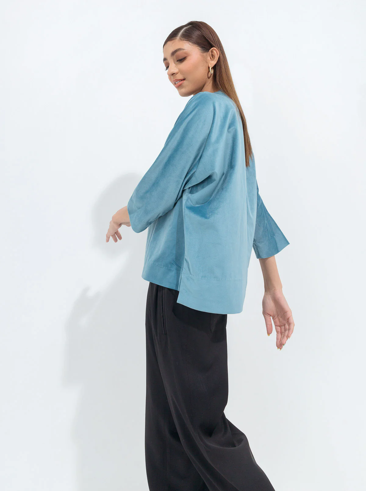 LIGHT TEAL VELOUR TOP - Image 2