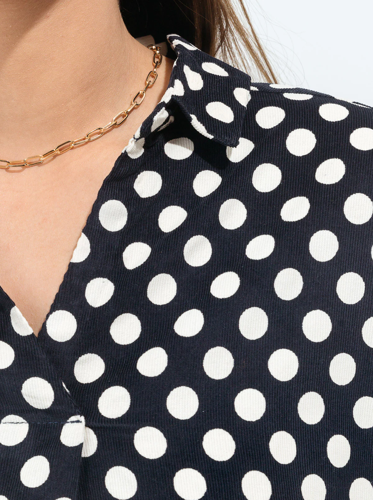 POLKA DOTTED CORDUROY COLLAR SHIRT - Image 2