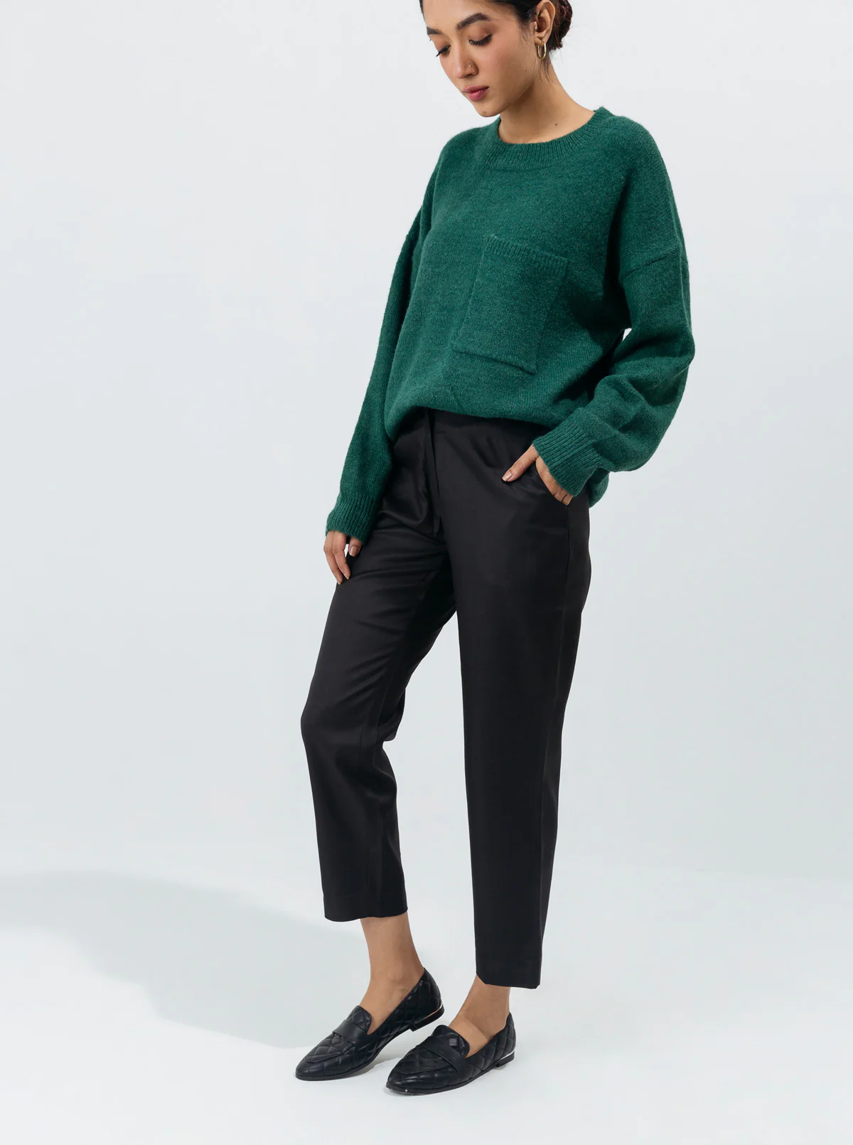 BLACK TWILL TAILORED PANTS - Image 2