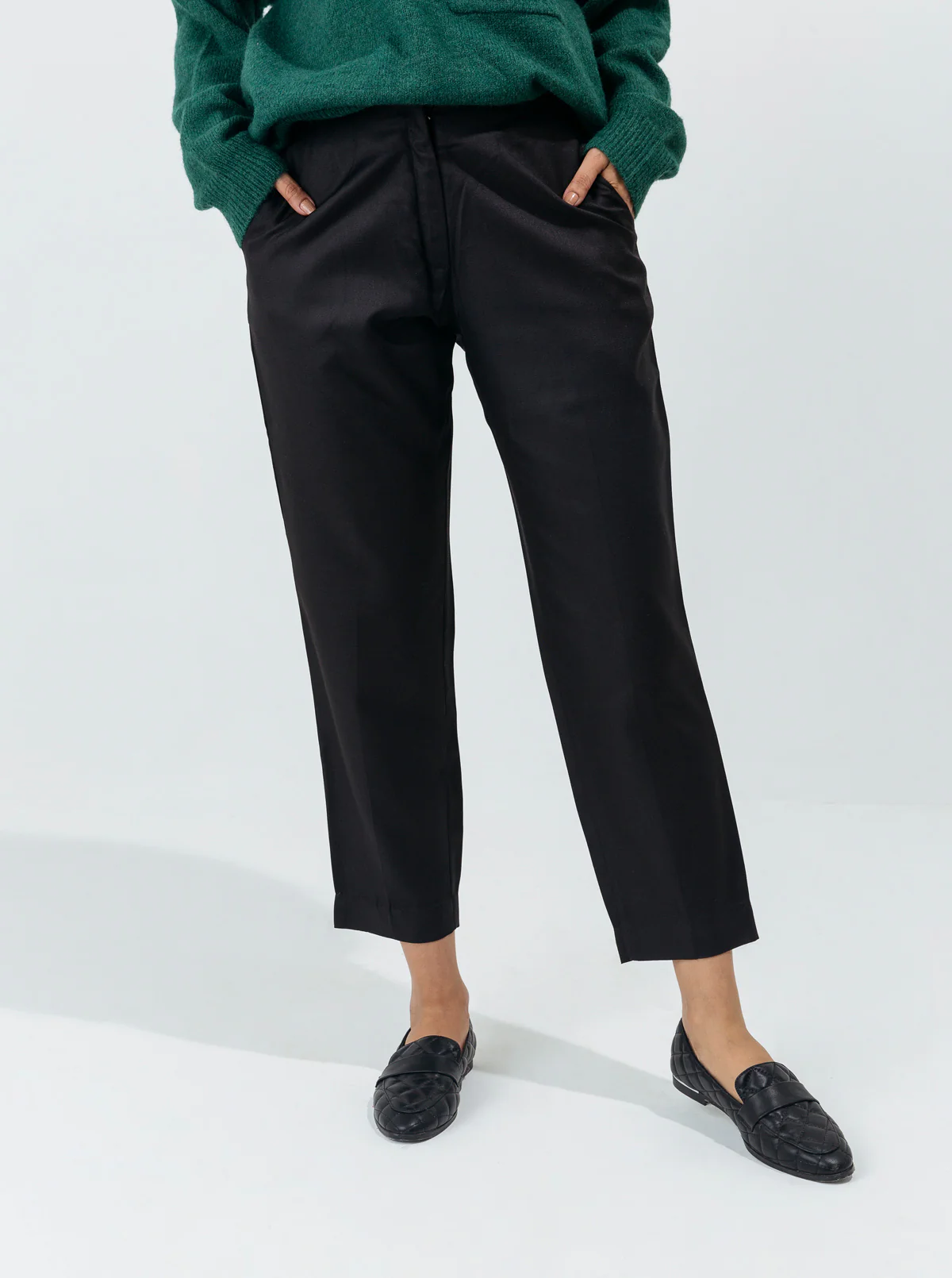BLACK TWILL TAILORED PANTS - Image 3